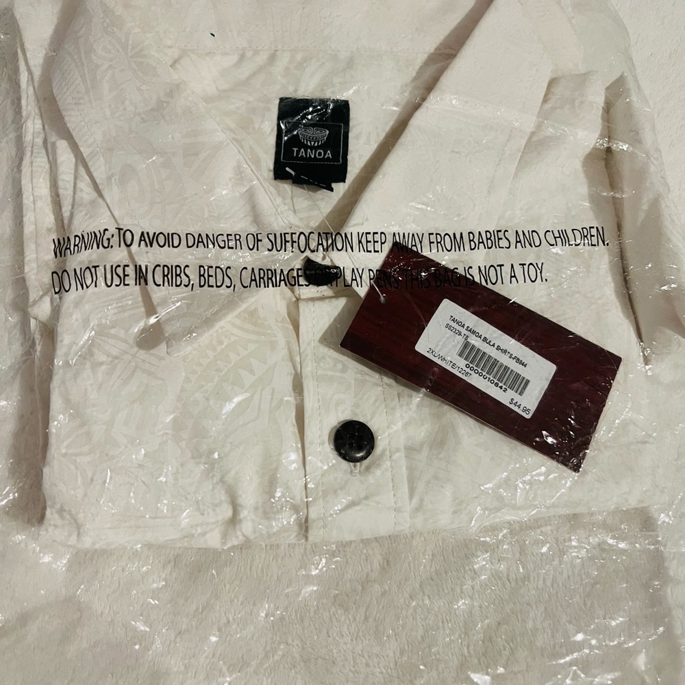 Mens White Tanoa button shirt